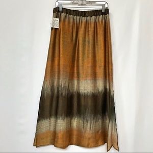 ROBERT KITCHEN 100% SILK MAXI SKIRT BOHO A LINE L